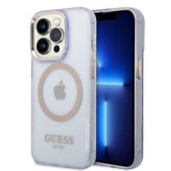 Guess GUHMP14LHTCMU iPhone 14 Pro 6.1" purpurowy|purple hard case Gold Outline Translucent MagSafe cena un informācija | Telefonu vāciņi, maciņi | 220.lv