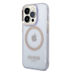 Guess GUHMP14LHTCMU iPhone 14 Pro 6.1" purpurowy|purple hard case Gold Outline Translucent MagSafe цена и информация | Чехлы для телефонов | 220.lv