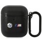 BMW BMA222PVTK AirPods 1|2 cover czarny|black Leather Curved Line cena un informācija | Austiņu piederumi | 220.lv