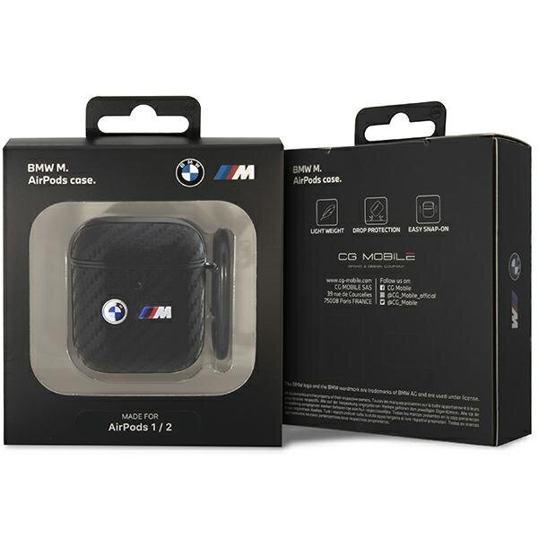 BMW BMA2WMPUCA2 AirPods 1|2 cover czarny|black Carbon Double Metal Logo цена и информация | Austiņu piederumi | 220.lv