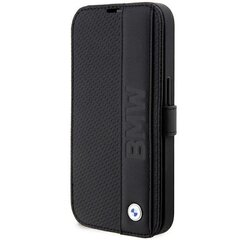 Etui BMW BMBKP14L22RDPK iPhone 14 Pro 6,1" czarny|black bookcase Leather Textured&Stripe cena un informācija | Telefonu vāciņi, maciņi | 220.lv