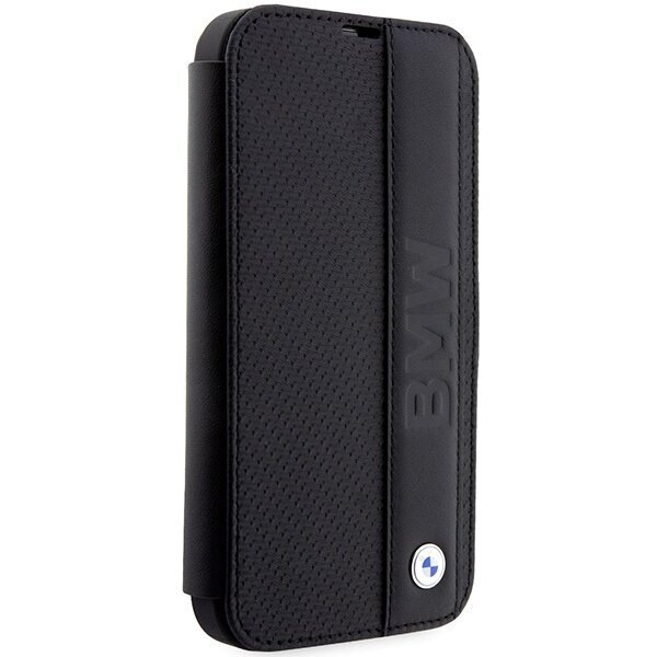 Etui BMW BMBKP14L22RDPK iPhone 14 Pro 6,1" czarny|black bookcase Leather Textured&Stripe cena un informācija | Telefonu vāciņi, maciņi | 220.lv