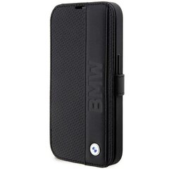 Etui BMW BMBKP14X22RDPK iPhone 14 Pro Max 6,7" czarny|black bookcase Leather Textured&Stripe cena un informācija | Telefonu vāciņi, maciņi | 220.lv