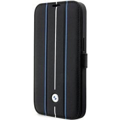 Etui BMW BMBKP14X22RVSK iPhone 14 Pro Max 6,7" czarny|black bookcase Leather Stamp Blue Lines цена и информация | Чехлы для телефонов | 220.lv