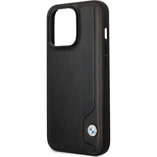 Etui BMW BMHCP14L22RBDK iPhone 14 Pro 6,1" czarny|black hardcase Leather Blue Dots cena un informācija | Telefonu vāciņi, maciņi | 220.lv