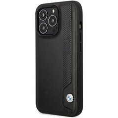 Etui BMW BMHCP14L22RBDK iPhone 14 Pro 6,1" czarny|black hardcase Leather Blue Dots cena un informācija | Telefonu vāciņi, maciņi | 220.lv