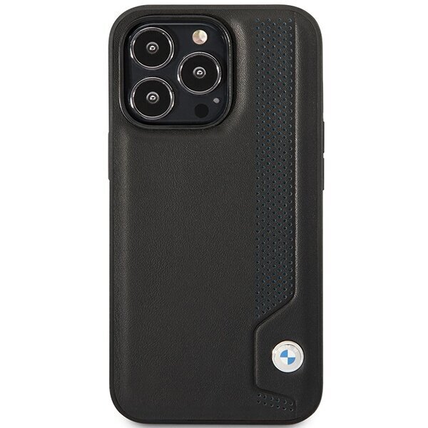 Etui BMW BMHCP14L22RBDK iPhone 14 Pro 6,1" czarny|black hardcase Leather Blue Dots cena un informācija | Telefonu vāciņi, maciņi | 220.lv