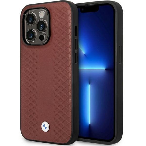 Etui BMW BMHCP14L22RFGR iPhone 14 Pro 6,1" burgundowy|burgundy Leather Diamond Pattern cena un informācija | Telefonu vāciņi, maciņi | 220.lv