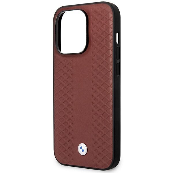 Etui BMW BMHCP14L22RFGR iPhone 14 Pro 6,1" burgundowy|burgundy Leather Diamond Pattern cena un informācija | Telefonu vāciņi, maciņi | 220.lv