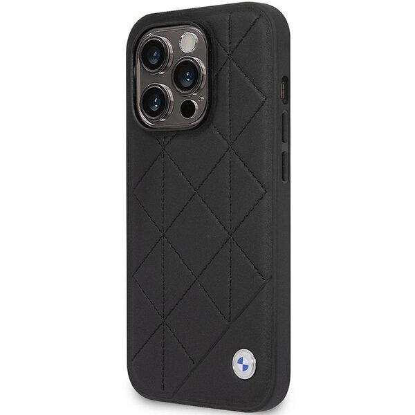 Etui BMW BMHCP14L22RQDK iPhone 14 Pro 6,1" czarny|black Leather Quilted cena un informācija | Telefonu vāciņi, maciņi | 220.lv