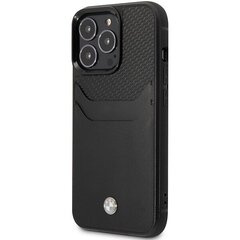 Etui BMW BMHCP14L22RSEPK iPhone 14 Pro 6,1" czarny|black Leather Card Slot cena un informācija | Telefonu vāciņi, maciņi | 220.lv