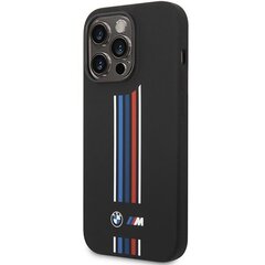 Etui BMW BMHCP14L22SWTK iPhone 14 Pro 6,1" czarny|black Silicone Vertical Tricolor Lines cena un informācija | Telefonu vāciņi, maciņi | 220.lv