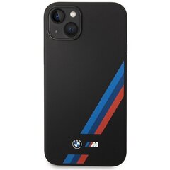 Etui BMW BMHCP14S22SOTK iPhone 14 6,1" czarny|black Silicone Slanted Sttripes cena un informācija | Telefonu vāciņi, maciņi | 220.lv