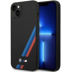 Etui BMW BMHCP14S22SOTK iPhone 14 6,1" czarny|black Silicone Slanted Sttripes cena un informācija | Telefonu vāciņi, maciņi | 220.lv