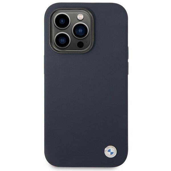 Etui BMW BMHMP14LSILNA iPhone 14 Pro 6,1" granatowy|navy Silicone Metal Logo MagSafe cena un informācija | Telefonu vāciņi, maciņi | 220.lv