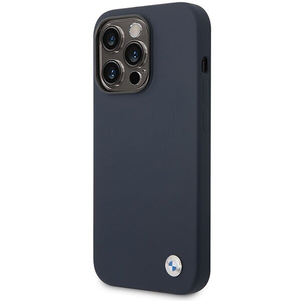 Etui BMW BMHMP14LSILNA iPhone 14 Pro 6,1" granatowy|navy Silicone Metal Logo MagSafe cena un informācija | Telefonu vāciņi, maciņi | 220.lv