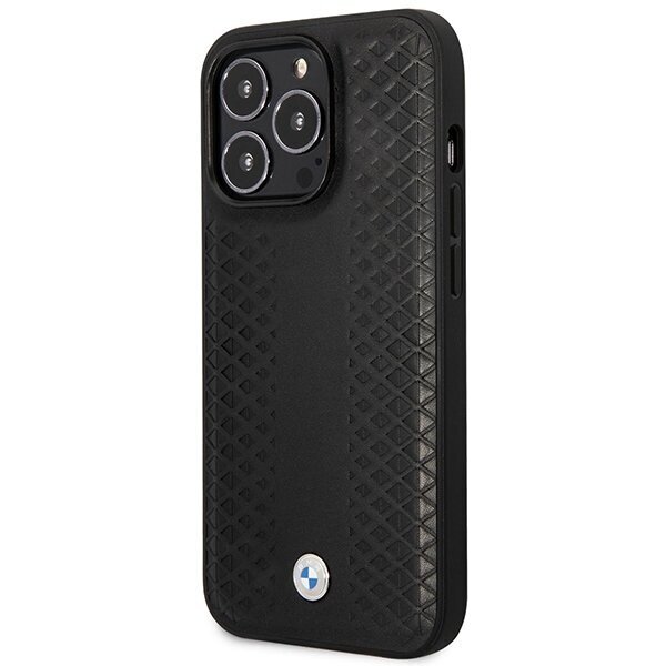 Etui BMW BMHMP14X22RFGK iPhone 14 Pro Max 6,7" czarny|black Leather Diamond Pattern MagSafe cena un informācija | Telefonu vāciņi, maciņi | 220.lv