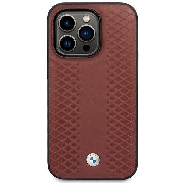 Etui BMW BMHMP14X22RFGR iPhone 14 Pro Max 6,7" burgundowy|burgundy Leather Diamond Pattern MagSafe cena un informācija | Telefonu vāciņi, maciņi | 220.lv
