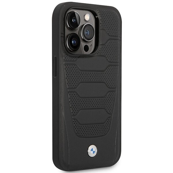 Etui BMW BMHMP14X22RPSK iPhone 14 Pro Max 6,7" czarny|black Leather Seats Pattern MagSafe цена и информация | Telefonu vāciņi, maciņi | 220.lv