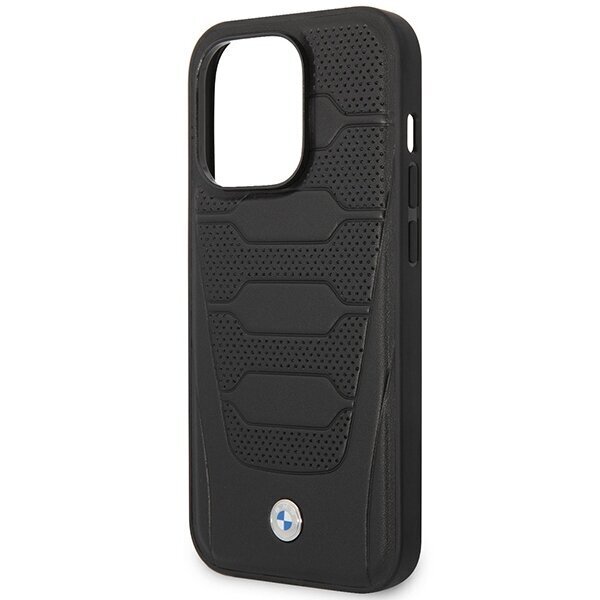 Etui BMW BMHMP14X22RPSK iPhone 14 Pro Max 6,7" czarny|black Leather Seats Pattern MagSafe cena un informācija | Telefonu vāciņi, maciņi | 220.lv