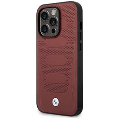 Etui BMW BMHMP14X22RPSR iPhone 14 Pro Max 6,7" burgundowy|burgundy Leather Seats Pattern MagSafe cena un informācija | Telefonu vāciņi, maciņi | 220.lv