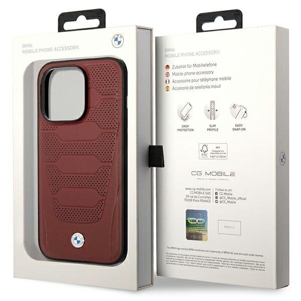 Etui BMW BMHMP14X22RPSR iPhone 14 Pro Max 6,7" burgundowy|burgundy Leather Seats Pattern MagSafe цена и информация | Telefonu vāciņi, maciņi | 220.lv