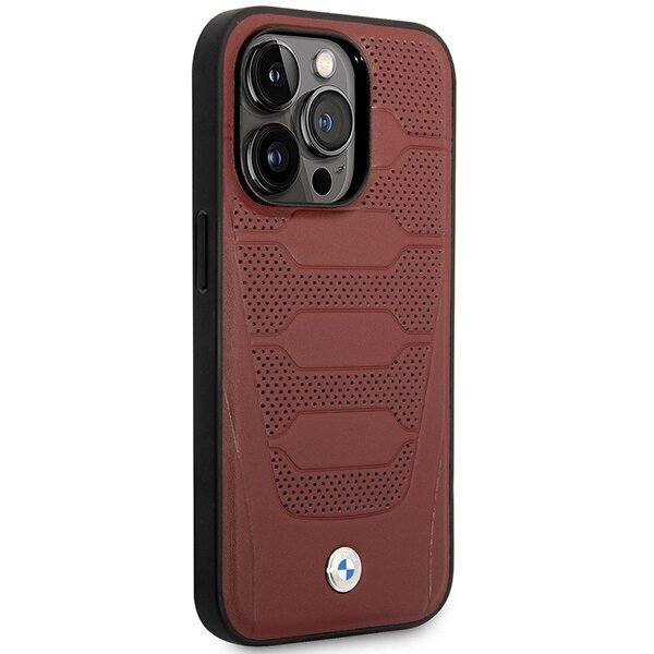 Etui BMW BMHMP14X22RPSR iPhone 14 Pro Max 6,7" burgundowy|burgundy Leather Seats Pattern MagSafe цена и информация | Telefonu vāciņi, maciņi | 220.lv