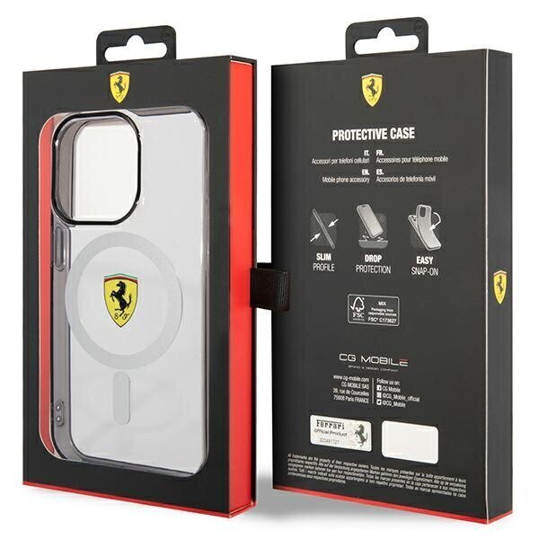 Ferrari FEHMP14XURKT iPhone 14 Pro Max 6.7" przezroczysty|transparent hardcase Outline Magsafe cena un informācija | Telefonu vāciņi, maciņi | 220.lv