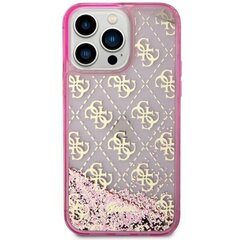 Guess GUHCP14LLC4PSGP iPhone 14 Pro 6.1" różowy|pink hardcase Liquid Glitter 4G Transculent cena un informācija | Telefonu vāciņi, maciņi | 220.lv