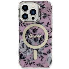 Guess GUHMP14LHCFWSP iPhone 14 Pro 6.1" różowy|pink hardcase Flower MagSafe цена и информация | Чехлы для телефонов | 220.lv