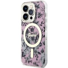 Guess GUHMP14LHCFWSP iPhone 14 Pro 6.1" różowy|pink hardcase Flower MagSafe cena un informācija | Telefonu vāciņi, maciņi | 220.lv