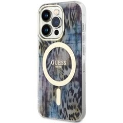 Guess GUHMP14LHLEOPWB iPhone 14 Pro 6.1" niebieski|blue hardcase Leopard MagSafe cena un informācija | Telefonu vāciņi, maciņi | 220.lv