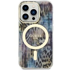 Guess GUHMP14LHLEOPWB iPhone 14 Pro 6.1" niebieski|blue hardcase Leopard MagSafe cena un informācija | Telefonu vāciņi, maciņi | 220.lv