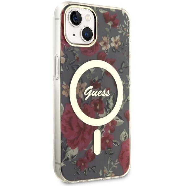 Guess GUHMP14MHCFWSA iPhone 14 Plus 6.7" zielony|khaki hardcase Flower MagSafe cena un informācija | Telefonu vāciņi, maciņi | 220.lv