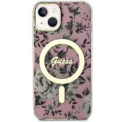 Guess GUHMP14MHCFWSP iPhone 14 Plus 6.7" różowy|pink hardcase Flower MagSafe cena un informācija | Telefonu vāciņi, maciņi | 220.lv