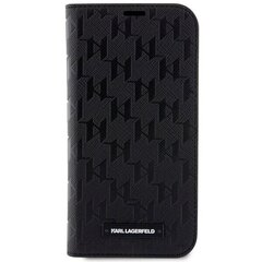 Karl Lagerfeld KLBKP14LSAKLHPK iPhone 14 Pro 6.1" bookcase czarny|black Saffiano Monogram cena un informācija | Telefonu vāciņi, maciņi | 220.lv
