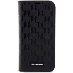 Karl Lagerfeld KLBKP14SSAKLHPK iPhone 14 6.1" bookcase czarny|black Saffiano Monogram cena un informācija | Telefonu vāciņi, maciņi | 220.lv