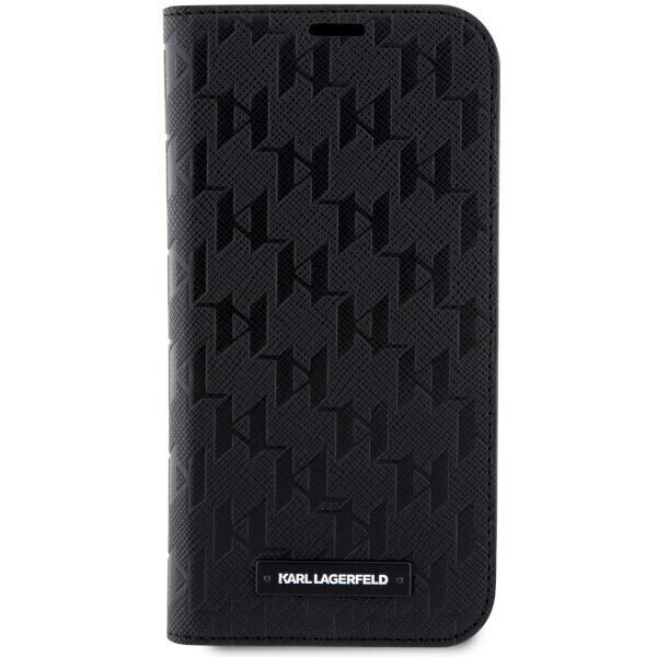 Karl Lagerfeld KLBKP14SSAKLHPK iPhone 14 6.1" bookcase czarny|black Saffiano Monogram цена и информация | Telefonu vāciņi, maciņi | 220.lv