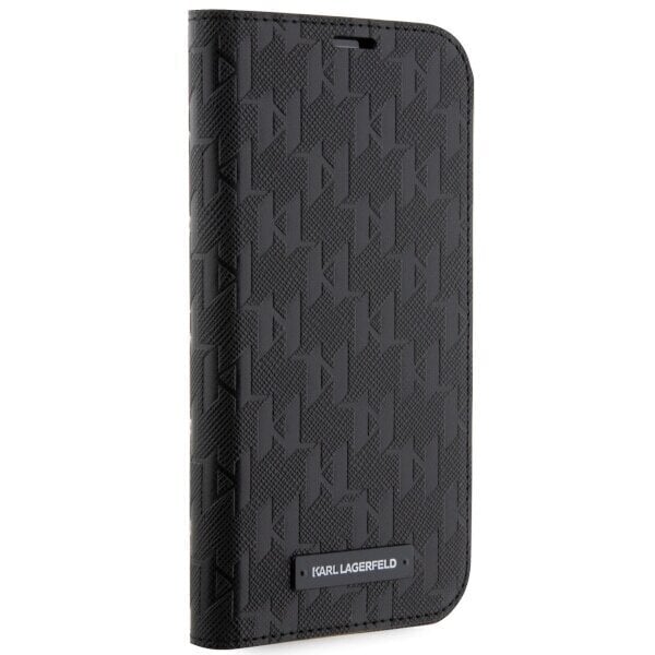 Karl Lagerfeld KLBKP14SSAKLHPK iPhone 14 6.1" bookcase czarny|black Saffiano Monogram цена и информация | Telefonu vāciņi, maciņi | 220.lv