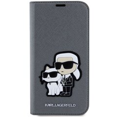 Karl Lagerfeld KLBKP14SSANKCPG iPhone 14 6.1" bookcase srebrny|silver Saffiano Karl & Choupette цена и информация | Чехлы для телефонов | 220.lv