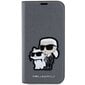 Karl Lagerfeld KLBKP14SSANKCPG iPhone 14 6.1" bookcase srebrny|silver Saffiano Karl & Choupette cena un informācija | Telefonu vāciņi, maciņi | 220.lv