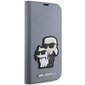 Karl Lagerfeld KLBKP14XSANKCPG iPhone 14 Pro Max 6.7" bookcase srebrny|silver Saffiano Karl & Choupette цена и информация | Telefonu vāciņi, maciņi | 220.lv