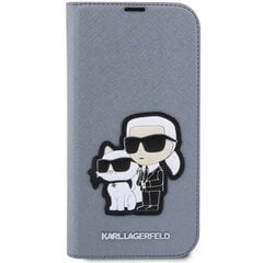 Karl Lagerfeld KLBKP14XSANKCPG iPhone 14 Pro Max 6.7" bookcase srebrny|silver Saffiano Karl & Choupette cena un informācija | Telefonu vāciņi, maciņi | 220.lv