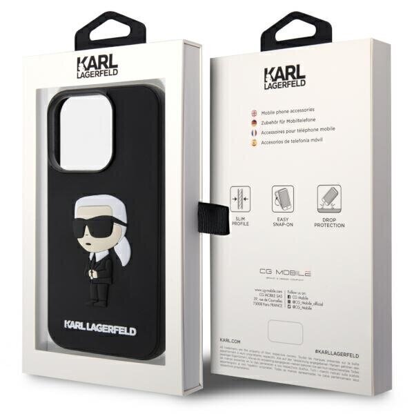 Karl Lagerfeld KLHCP14L3DRKINK iPhone 14 Pro 6.1" czarny|black hardcase Rubber Ikonik 3D cena un informācija | Telefonu vāciņi, maciņi | 220.lv