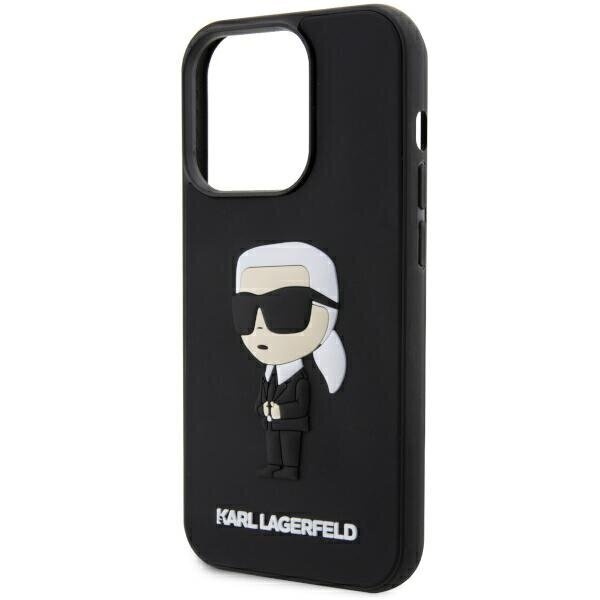 Karl Lagerfeld KLHCP14L3DRKINK iPhone 14 Pro 6.1" czarny|black hardcase Rubber Ikonik 3D cena un informācija | Telefonu vāciņi, maciņi | 220.lv