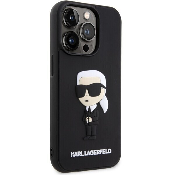 Karl Lagerfeld KLHCP14L3DRKINK iPhone 14 Pro 6.1" czarny|black hardcase Rubber Ikonik 3D цена и информация | Telefonu vāciņi, maciņi | 220.lv