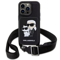 Чехол Karl Lagerfeld KLHCP14LCSAKCPMK для iPhone 14 Pro 6.1" hardcase Crossbody Saffiano Karl & Choupette, черный цена и информация | Чехлы для телефонов | 220.lv