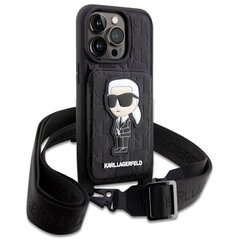 Karl Lagerfeld KLHCP14LCSAKHPKK iPhone 14 Pro 6.1" hardcase czarny|black Crossbody Saffiano Monogram Ikonik цена и информация | Чехлы для телефонов | 220.lv
