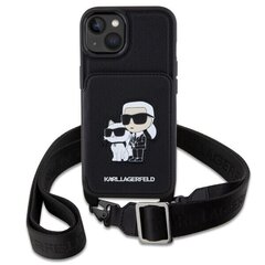 Чехол Karl Lagerfeld KLHCP14SCSAKCPMK для iPhone 14 6.1" hardcase Crossbody Saffiano Karl & Choupette, черный цена и информация | Чехлы для телефонов | 220.lv