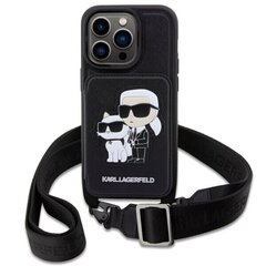 Чехол Karl Lagerfeld KLHCP14XCSAKCPMK для iPhone 14 Pro Max 6.7" hardcase Crossbody Saffiano Karl & Choupette, черный цена и информация | Чехлы для телефонов | 220.lv